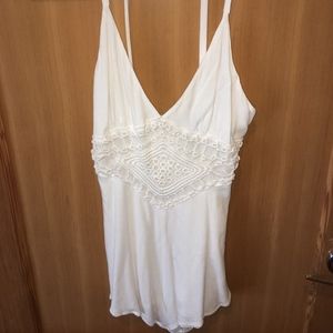 White Embroidered Front Romper